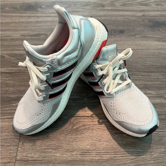 Adidas White Sneakers with Black and Red Accents - Picture 3 of 6